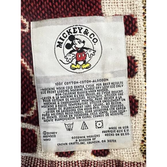 Vintage Mickey & Co. Mickey Mouse Disney Blanket Throw 49x67" Woven Fringe - Picture 2 of 3